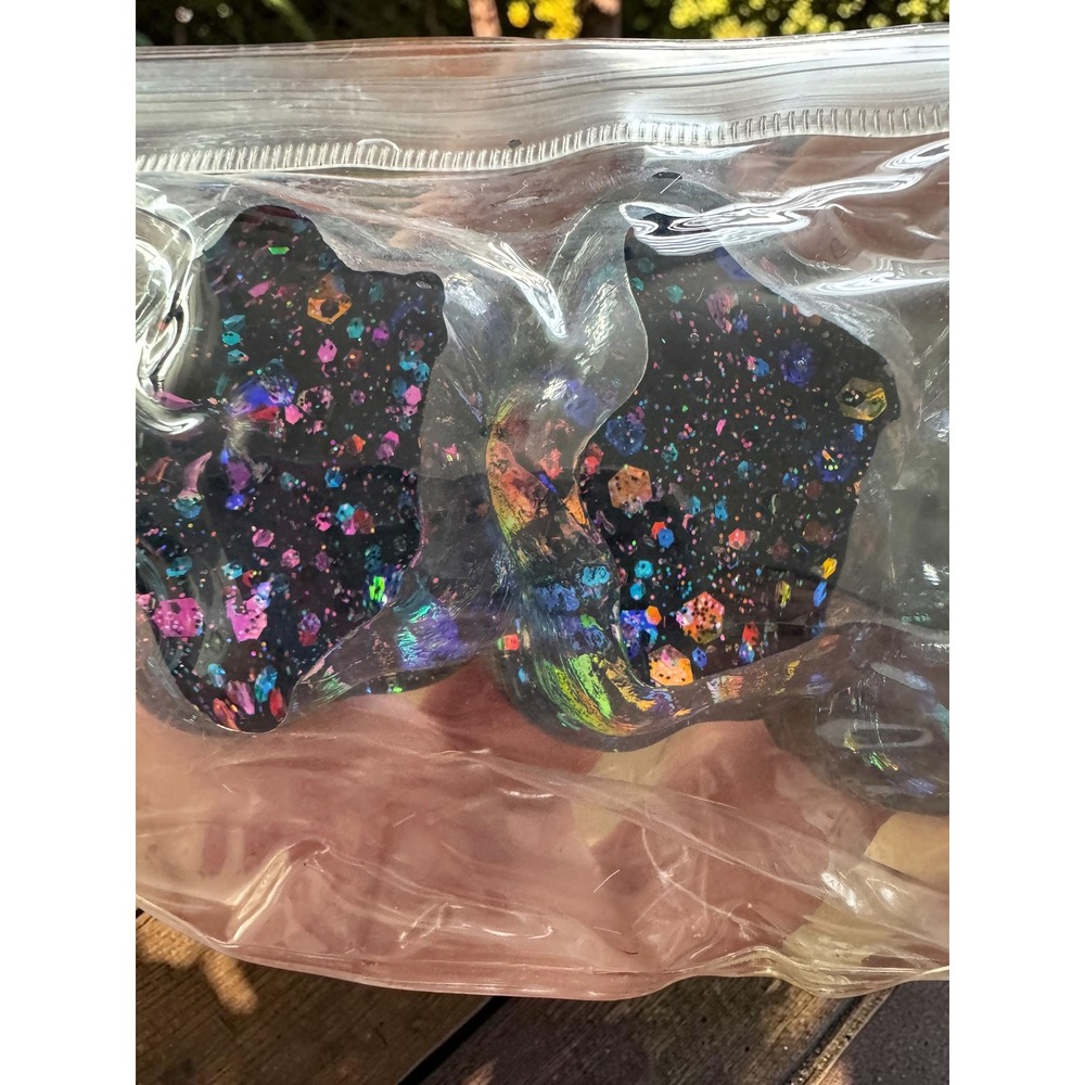 Taba Squishy Black Holographic Glitter Galaxy Stars Fidget Toy - Picture 2 of 2